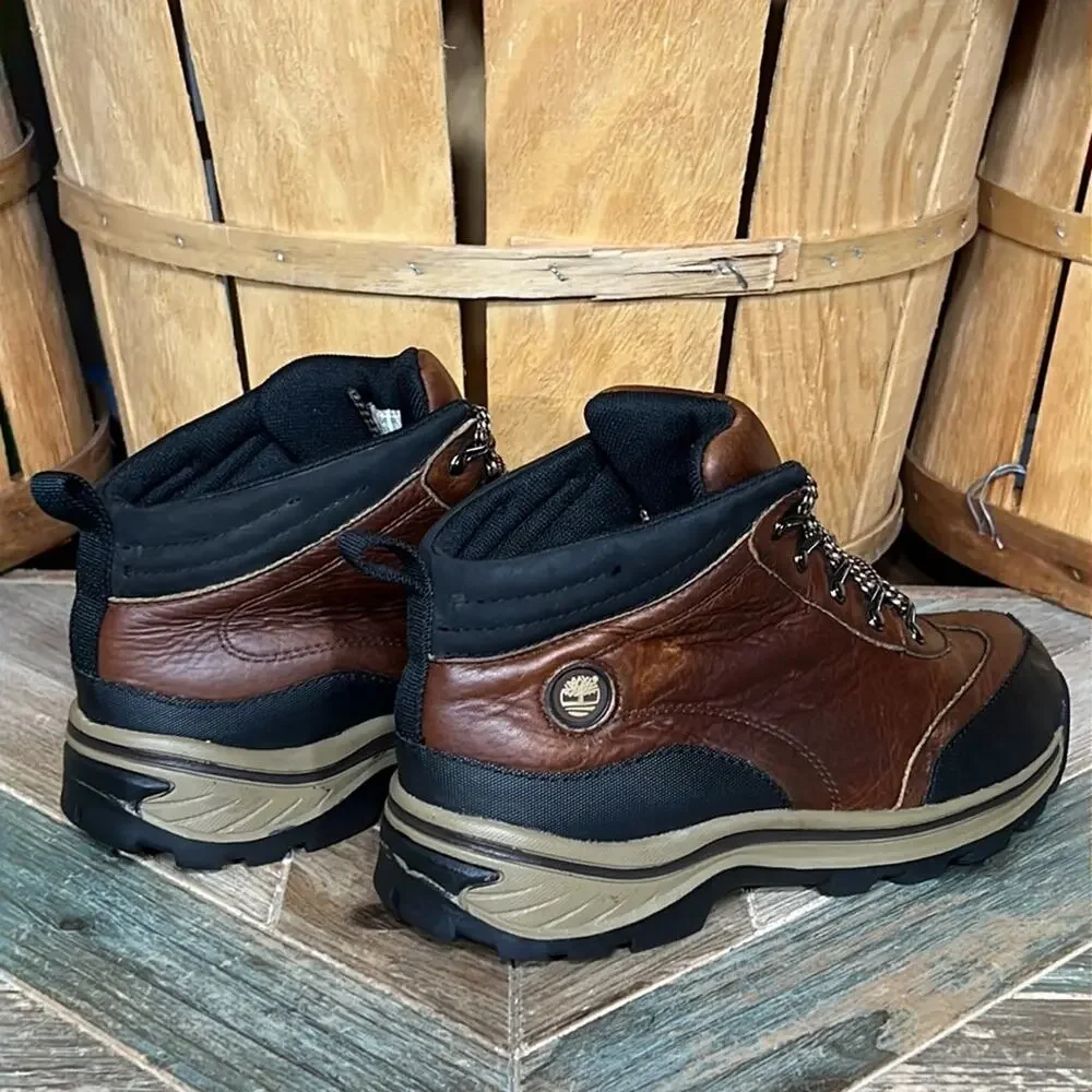 Timberland Backroads Brown Leather Waterproof Lace-Up Hiking Boots Youth 5.5
